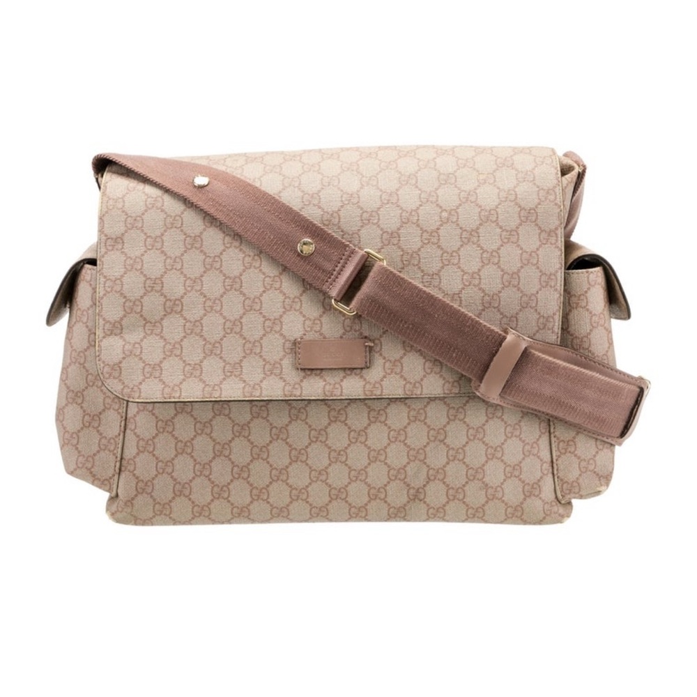 Gucci Beige and Brown Monogram Shoulder Bag/ Diaper Bag